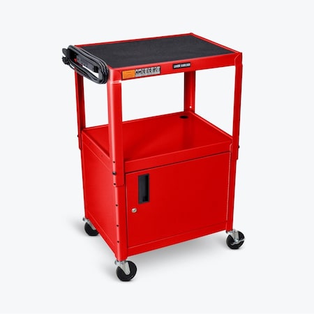 Fine-Line Two Shelf Metal Mobile AV Cart with Lockable Wheels, Red FI3566677